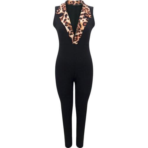 Womens Sexy Sleeveless Tank Jumpsuit 2021 Casual Leopard Printing V-neck Romper Slim High Waist Female Clothing