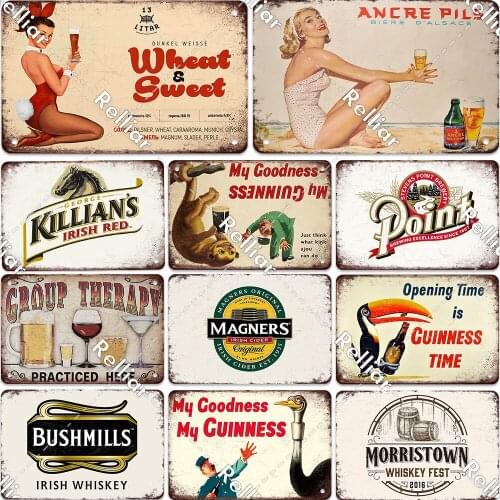 Creative Novelty Beer Art Plates Sexy Girl Metal Tin Signs Home Wall Bar Decoration Posters Vintage Humour Whisky Plaques