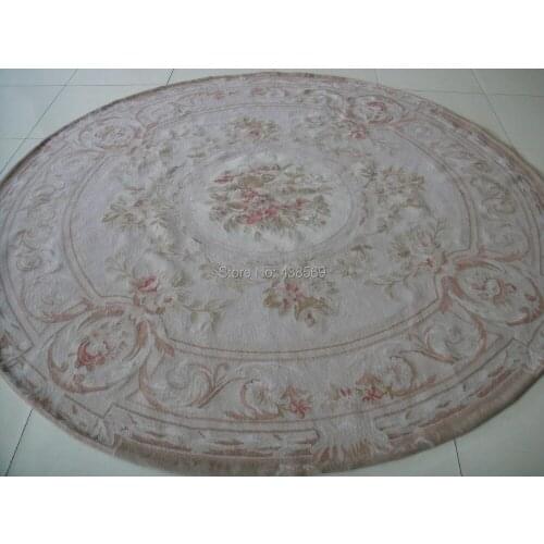 Free shipping 8'X8' Round French Aubusson Roses Wool Needlepoint Area Rug New Store Openning