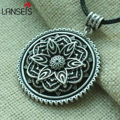 Lanseis 1pcs 3D Tibetan Mandala women Necklace Zen Mandala Buddhist pendant Bohemian Jewelry Buddha Pendant Meditation Jewelry