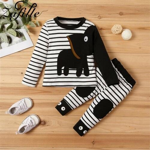 ZAFILLE Cartoon Baby Boy Clothes Set Cute Elephant Baby Boy Outfits Striped Newborn Baby Boy Winter Clothes Baby Clothing
