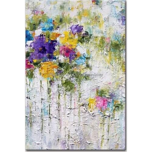 Mintura Wall Picture for Living Room Oil Paintings on Canvas Hand Painted Flowers of Different Colors Office Decor Art No Frame