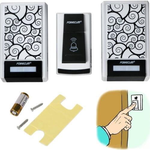 New Smart Waterproof Wireless Doorbell 2 Receiver Remote Control 100m 36 Melody+1pcs 12V battery Set