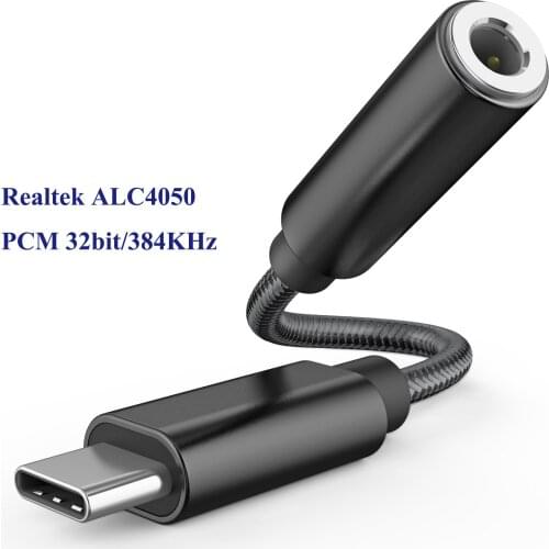 USB Type C DAC to 3.5mm Earphone Jack Adapter Realtek ALC4050 Digital Audio Converter HiFi Decode for Huawei Xiaomi SAMSUNG Note