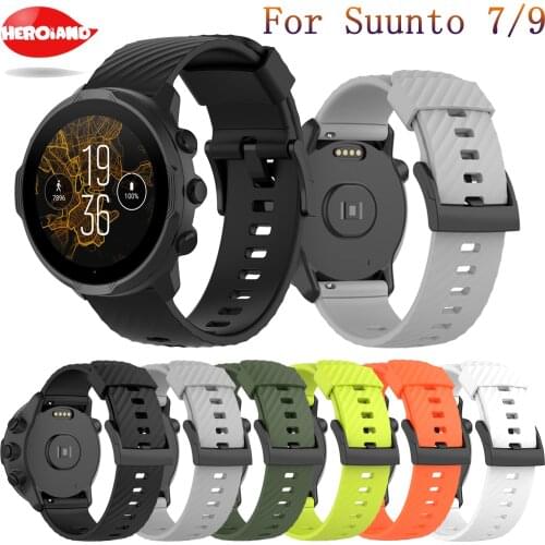 24mm Silicone Rubber Watchband Strap For Suunto 9 / Baro Watch Band Suunto 7 Watchband Spartan Watch Band HR Bracelet D5 Correa