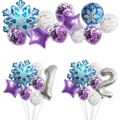 Mix Blue Confetti Balloons Snowflake Aluminum Balloon Happy Birthday Wedding Party Christmas Decoration Supplies