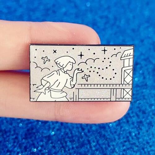 Spiriteds Away Haku Glitter Blowing Wish Enamel Brooch Pin Metal Badges Lapel Pins Brooches Jackets Fashion Jewelry Accessories
