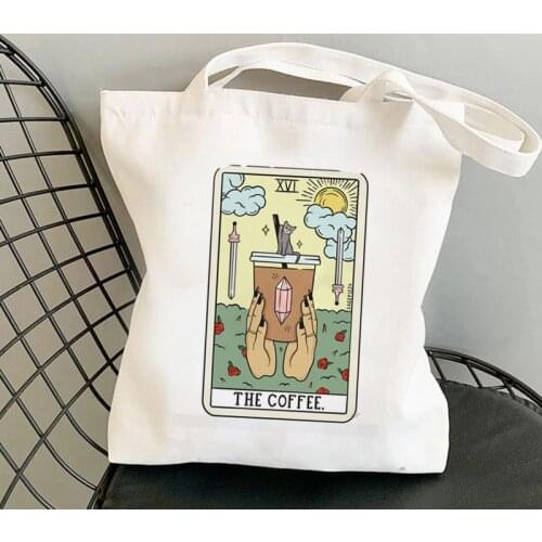 2021 Shopper COFFEE READING LIGHT Printed Tote Bag women Harajuku shopper handbag girl Shoulder shopping bag Lady Canvas Bag