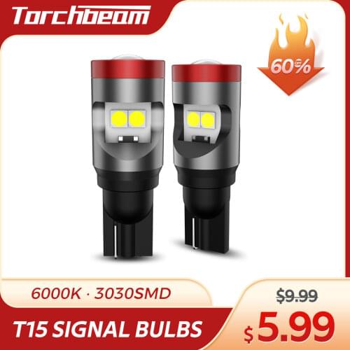 Torchbeam 2pcs 912 LED Bulb T15 Backup Light Bulbs 906 W16W 3030 SMD Chipsets for RV Car Reverse Lights Backup Brake Stop Lights