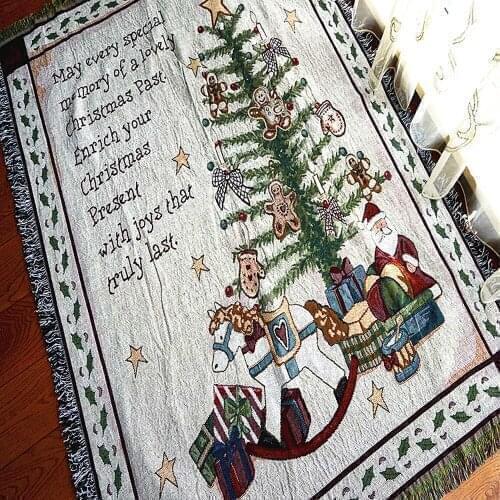 Vintage Leisure Thick cotton blanket carpet thick rural style Double-sided blanket bed cover sofa towel Tapestry Christmas Gifts