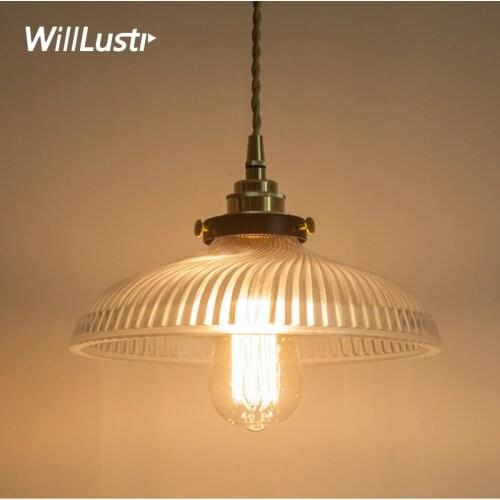 Nordic vintage ribbed amber pressed glass pendant light dinning room home hotel restaurant loft light brass head hanging lamp