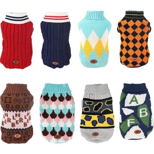 Turtleneck Knitted Dog Sweater Classic Cable Knit Dog Jumper Coat Warm Pet Winter Clothes Outfits for Dogs Cats In Cold Season
