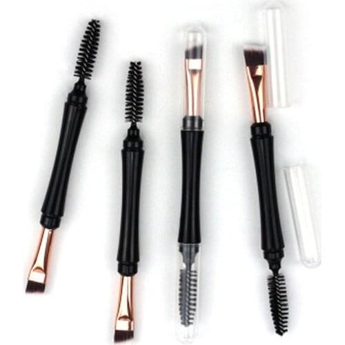 1 Piece Dual Ended Angled Eyebrow Brush and Spoolie Brush for Brow Shaping Eyelash Brushes with Cover Premium Quality