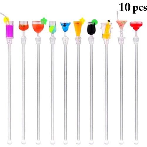 10PCS Creative Acrylic Swizzle Stick Multipurpose Drinks Bottle Decoration Swizzle Stirrer Drink Stirrer For Cocktail Bar Tools