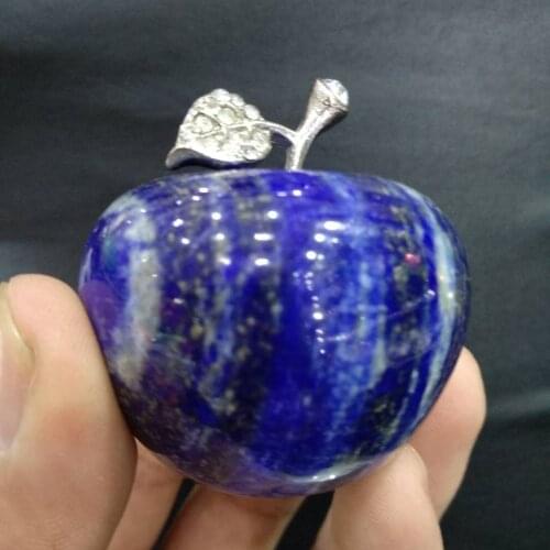 2'' Natural Crystal Blue Apple Lapis Lazuli Figurine Carved Indoor Decor Gift
