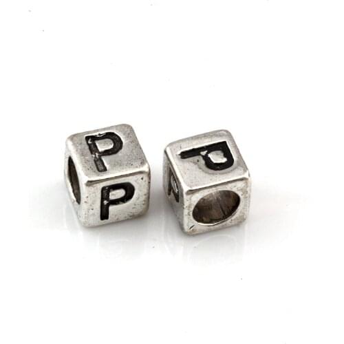 20Pcs Metal Alphabet "B" Spacer Beads For Jewelry Making, Big Hole 4.5mm Findings Bracelet Necklace DIY Accessories D-88