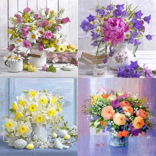 DIY diamond painting flower 5D plant diamond painting mosaic hand-painted flower home decoration childrens toy wall decoration