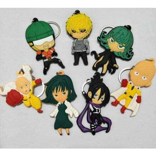 Anime Halloween Double-Side Soft Rubber Keychain ONE PUNCH-MAN Saitama Model Pendant Keychain Christmas New Year Holiday Gift