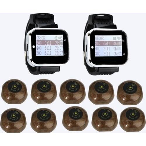 Wireless Calling Paging System 3 Call Button Transmitters + 1 Wrist Watch Receiver Frequency 433MHz For Fast Food Restaurant