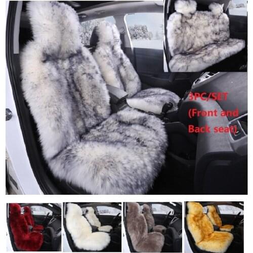 100% Australian Pure Natural Fur Seat Cover 5 Seats Whole Vehicle Seat Cover Sheepskin Winter Car Cushion