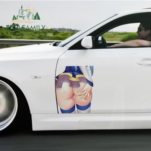 EARLFAMILY 43cm x 34.06cm For Sexy Thicc Aqua Anime Big Car Stickers Funny Decal Auto Car Door Protector Vinyl Occlusion Scratch