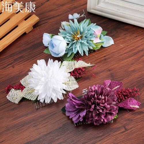 Haimeikang Simulation Flowers Hair Combs Wedding Party Journey Women Floral Dahlia Hair Combs Photo Props Hair Accessories