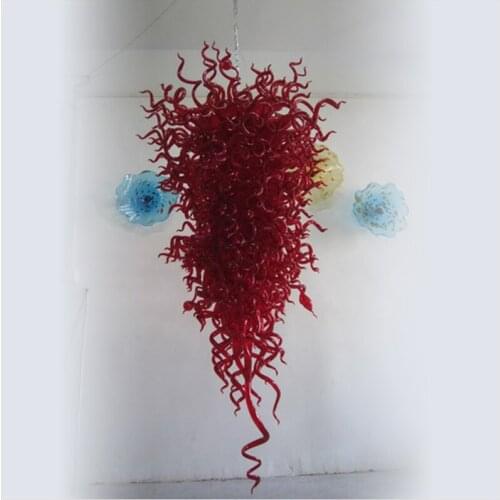 Dale Chihuly Style Red Blown Murano Glass Chandeliers Modern Art Deco Glass Lightings