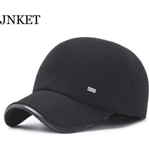 JNKET Autumn Winter Men Winter Cap Baseball Cap Warm Earflap Baseball Hats Adjustable Snapbacks Hats Golf Hat Sports Cap