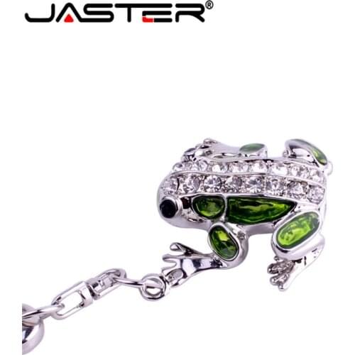 JASTER Metal crystal frog with Emerald use flash drive animal with chain pendrive pen drive 4GB 16GB 32GB 64GB memory stick gift