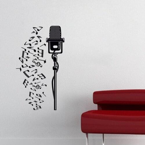 Creative Musical Notes Microphone Wall Stickers Home Decor Wall Art Vinyl Removable DIY Room Decoration Murals Poster