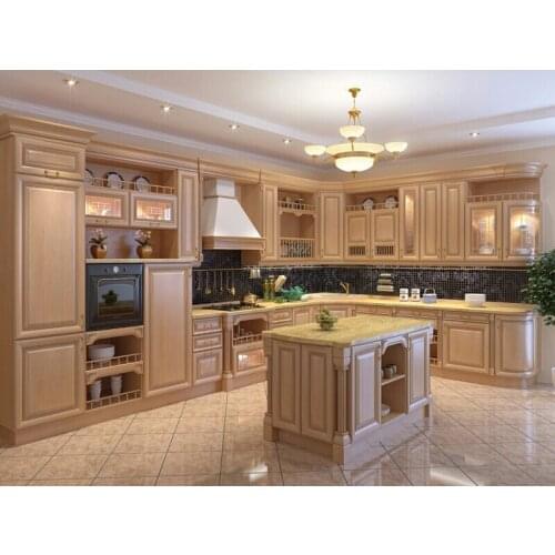 Teak kitchen furniture with solid range hood cover