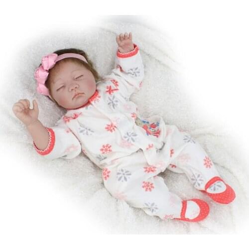 55cm Reborn Baby Doll Lifelike Sleeping Silicone Closed Eyes Toys Girls Kids Fashion Doll for Children Christmas Birthday Gifts