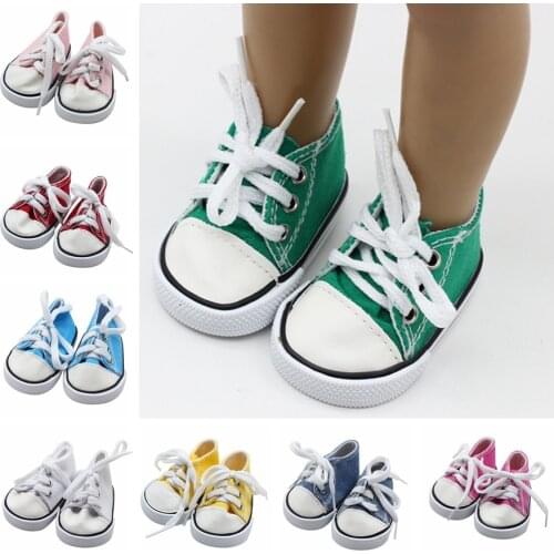 1pair 7*3.6cm Doll Shoes For United States Girl Fits 18 inch Dolls Baby Doll Sport Shoes For Girls Best Gifts Dolls Accessories