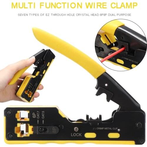 Mayitr 1pc High Quality Network Cable Crimping Tool Multi-functional Non-slip Cables Crimper For RJ45 Cat7 Cat6 Cat5