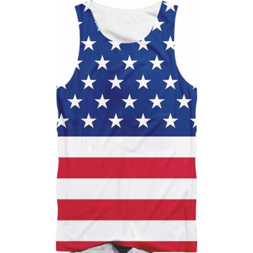 Fashion American flag Tank Top Summer Mens 3D Print Sleeveless Vest Hip hop Men Women Casual Streetwear Vest Lovers Tanks
