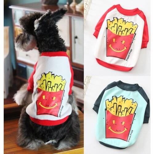 Cute Printing Pet Clothes Small Dog Shirt Summer Cool Pet Clothing for Puppy French Fries Print Cats Pullover Dogs Pets Costume