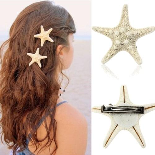 Fashion Lady Hair Europe Women Lady Girls Pretty Natural Starfish Star Beige Hair Clip Accessories Summer Beach Barrettes