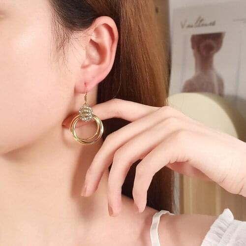 Girls Fashion Rhinestone Pendant Earrings Jewelry For Women Dress 2021 Trend Statement Hanging Dangle Earrings Pendientes Mujer