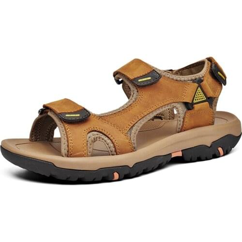 Jumpmore Men Outdoor Sandals Summer Couples Leather Shoes Size 37-46