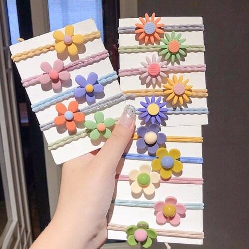 Accesorios Para El Cabello Ladies Girls Colorful Flower Elastic Hair Ties Set Stretch Bands Rope Women Casual Hair Accessories