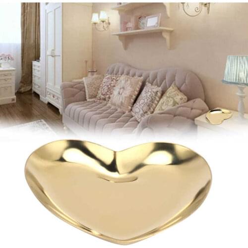 Stone Storage Tray Love Shape Stainless Steel Mini Storage Dish Display Tray for Desktop Decoration Living Room Home