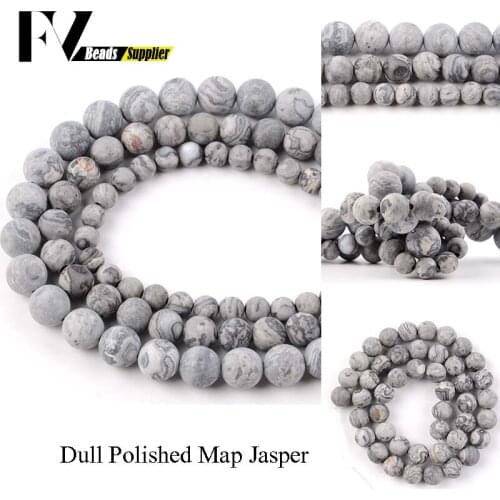 Natural Dull Polished Map Jaspers Stone Beads for Jewelry Making 4 6 8 10 12mm Round Ball Beads Diy Needlework Accessories 15"