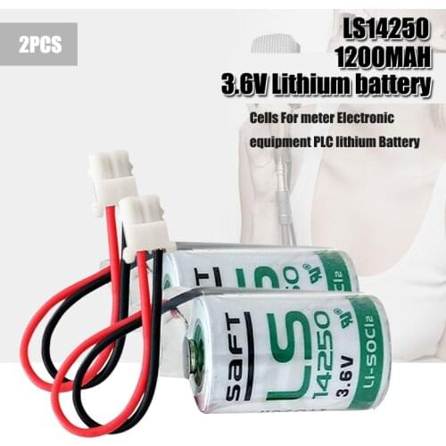 2pcs/lot Brand New Original SAFT LS 14250 LS14250 1/2 AA 1/2AA 3.6V 1250mAh PLC Lithium Battery With Plug