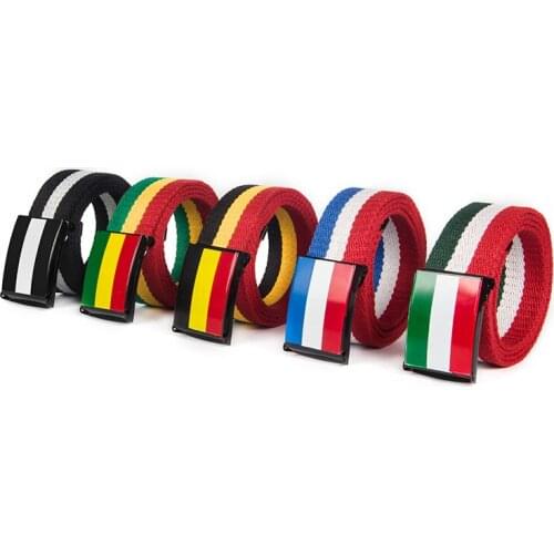 110cm Unisex Plain Webbing Waistband Casual Canvas Belts Metal Buckle Men Womens Boy Jeans Belts Black White Stripes Waistband