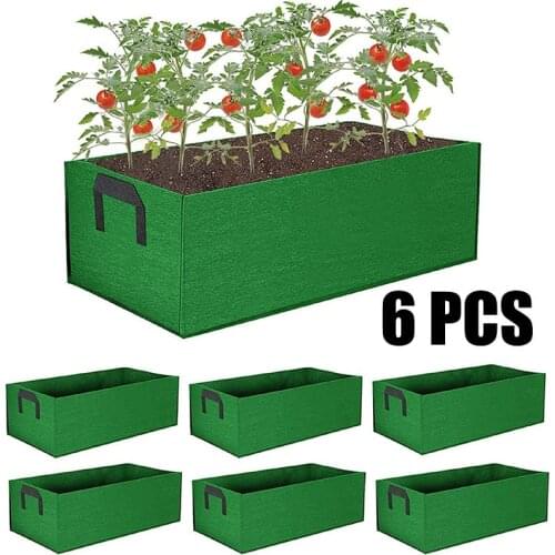 Elevated Flower Bed Garden Flower Planting Rack Elevated Vegetable Box Planting Bag Fabric Rectangular Breathable Planting