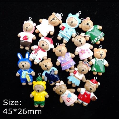 Resin Bear Charms Pendants Flat back Resin Cabochon for DIY necklace earring keyring Jewelry Making Accessories