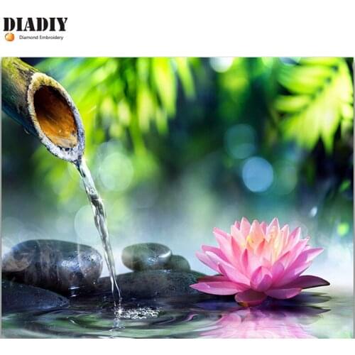 Full round& square diamond 5D DIY diamond embroidery Lotus flower diamond painting Cross Stitch Rhinestone mosaic decor home