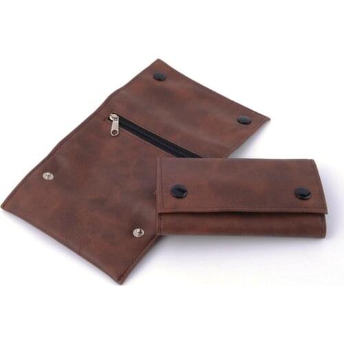 Portable Leather Pouch Zipper Buckle Tobacco Herb Pouch Case Bag Cover