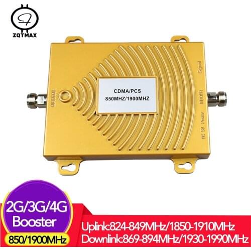 ZQTMAX 2g 3g 4g repeater LTE UMTS data Mobile Signal Amplifier 850 1900MHz Cell phone cellular signal booster B2 (pcs) B5 (cdma)