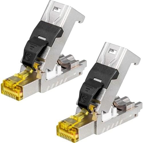 RJ45 CAT 8.1 Network Plug, Gold-Plated Contacts, LAN Crimp Plug, Gigabit Connector for Patch Cable, Installation Cable